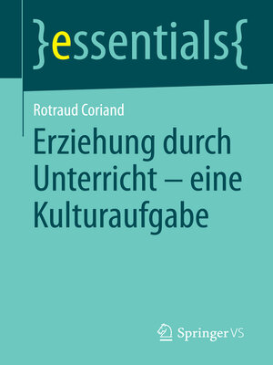 cover image of Erziehung durch Unterricht--eine Kulturaufgabe